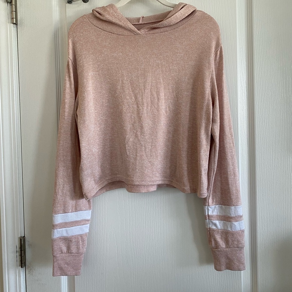 Flirtitude Active Top Pink and white cropped hoodie XS